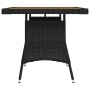 Tavolo Giardino Nero 70x70x72 cm Polyrattan e Massello d'Acacia