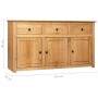 Credenza 135x40x80 cm in Legno Massello di Pino Panama Range