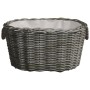 Cesta per Legna con Maniglie 60x40x28 cm Grigia in Salice