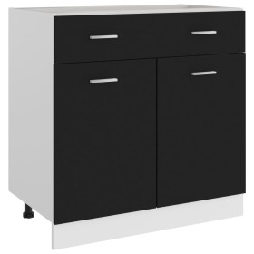 Mobile Inferiore Cassetto Nero 80x46x81,5 cm Legno Multistrato