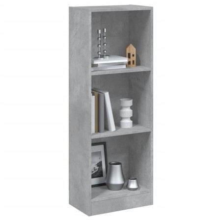 Libreria a 3 Ripiani Cemento 40x24x109 cm in Legno Multistrato