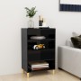 Credenza Nero Lucido 57x35x90 cm in Legno Multistrato