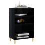 Credenza Nero Lucido 57x35x90 cm in Legno Multistrato