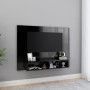 Mobile TV a Muro Nero Lucido 120x23,5x90 cm Legno Multistrato