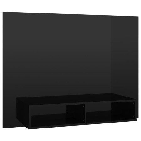 Mobile TV a Muro Nero Lucido 120x23,5x90 cm Legno Multistrato