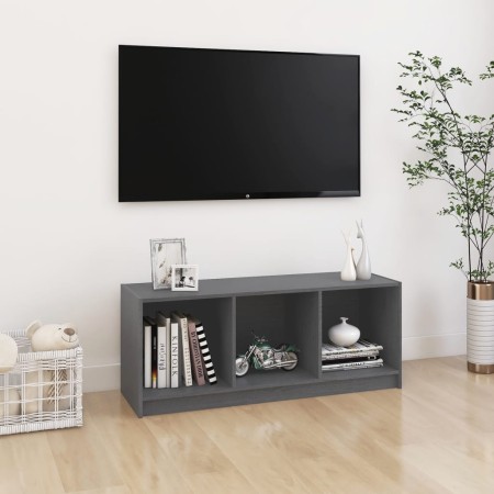 Mobile Porta TV Grigio 104x33x41 cm in Legno Massello di Pino