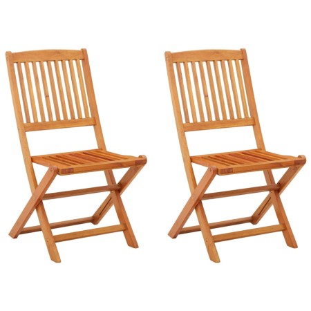 Sedie da Giardino Pieghevoli 2pz in Legno Massello di Eucalipto