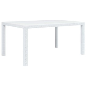 Tavolo da Giardino Bianco 150x90x72 cm in Plastica Stile Rattan