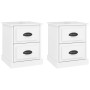 Comodini 2 pz Bianco Lucido 39x39x47,5 cm in Legno Multistrato