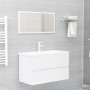 Mobile Lavabo Bianco Lucido 80x38,5x45 cm in Legno Multistrato