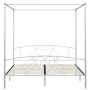 Letto a Baldacchino Bianco in Metallo 200x200 cm