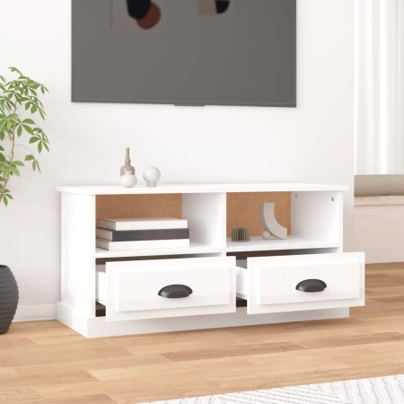 Mobile Porta TV Bianco Lucido 93x35,5x45 cm Legno Multistrato