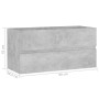 Mobile Lavabo Grigio Cemento 90x38,5x45 cm in Legno Multistrato