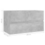 Mobile Lavabo Grigio Cemento 80x38,5x45 cm in Legno Multistrato