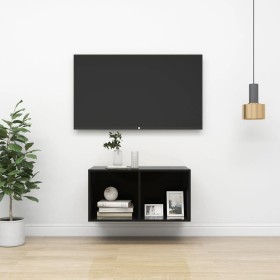 Mobile TV da Parete Nero Lucido 37x37x72 cm Legno Multistrato