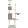 Albero per Gatti con Tiragraffi in Sisal Grigio Chiaro 166 cm