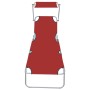 Lettino Prendisole Pieghevole con Baldacchino Alluminio Rosso
