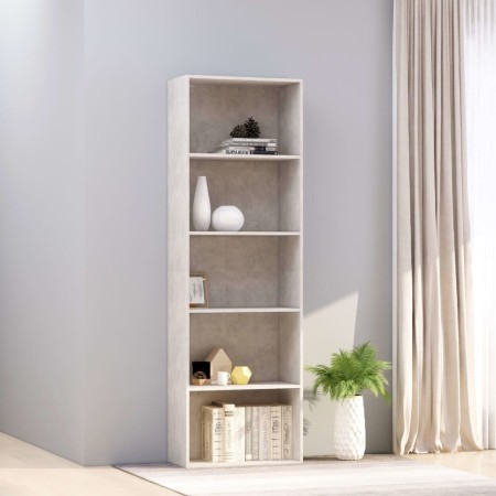 Libreria 5 Ripiani Grigio Cemento 60x30x1789 Legno Multistrato