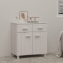 Credenza HAMAR Bianca 79x40x80 cm in Legno Massello di Pino