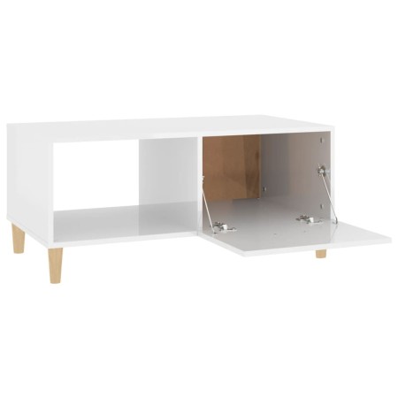 Tavolino Salotto Bianco Lucido 89,5x50x40 cm Legno Multistrato