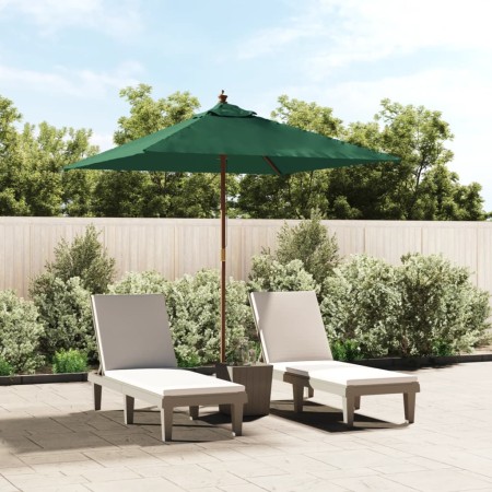 Ombrellone da Giardino con Palo in Legno Verde 198x198x231 cm