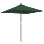 Ombrellone da Giardino con Palo in Legno Verde 198x198x231 cm