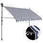 Tenda da Sole Retrattile Manuale con LED 250 cm Blu e Bianca