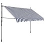 Tenda da Sole Retrattile Manuale con LED 250 cm Blu e Bianca