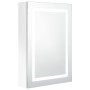 Armadietto Bagno con Specchio e LED Bianco Lucido 50x13x70 cm