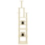 Albero per Gatti con Pali Tiragraffi in Sisal Crema 216 cm