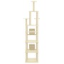 Albero per Gatti con Pali Tiragraffi in Sisal Crema 216 cm