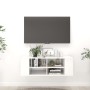 Mobile TV da Parete Bianco Lucido 102x35x35cm Legno Multistrato