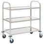 Carrello da Cucina a 3 Livelli 95x45x83,5 cm in Acciaio Inox