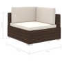 Set Divani da Giardino 12 pz con Cuscini in Polyrattan Marrone