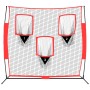 Rete Baseball Portatile Nera e Rossa 183x105x183 cm Poliestere