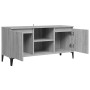 Mobile TV con Gambe in Metallo Grigio Sonoma 103,5x35x50 cm