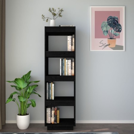 Libreria/Divisorio Nero 40x35x135 cm in Legno Massello di Pino