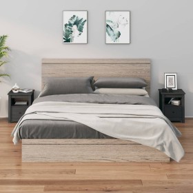 Comodini 2 pz Grigi 40x35x49 cm in Legno Massello di Pino