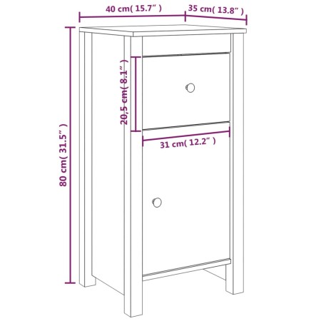 Credenze 2 pz Miele 40x35x80 cm in Legno Massello di Pino