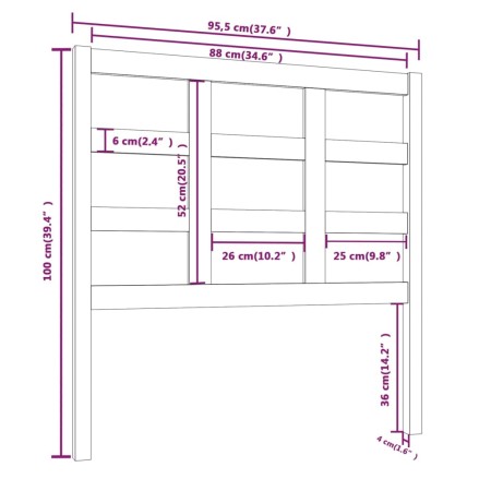 Testiera per Letto Nera 95,5x4x100 cm Legno Massello di Pino