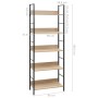 Scaffale Libri 5 Ripiani Rovere 60x27,6x158,5 Legno Multistrato