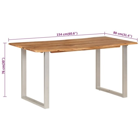 Tavolo da Pranzo 154x80x76 cm in Legno Massello di Acacia