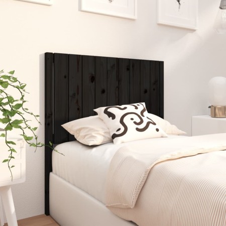 Testiera per Letto Nera 95,5x4x100 cm in Legno Massello di Pino