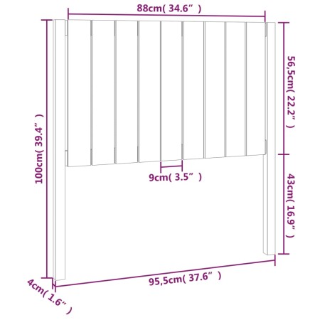 Testiera per Letto Nera 95,5x4x100 cm in Legno Massello di Pino