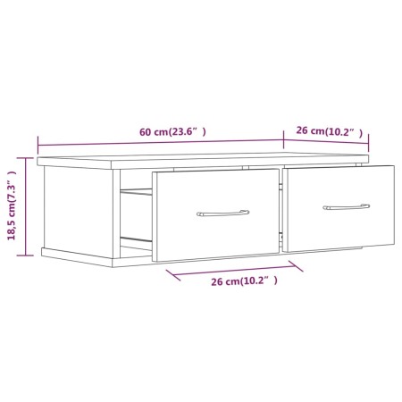 Armadietto Parete Rovere Fumo 60x26x18,5cm Legno Ingegnerizzato