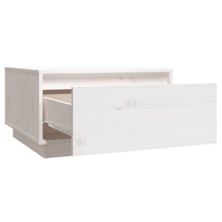 Tavolino da Salotto Bianco 55x56x32 cm Legno Massello di Pino