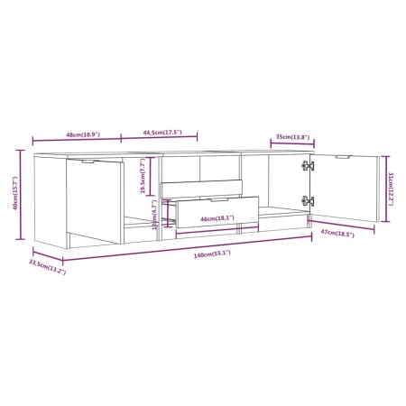 Mobile TV Grigio Sonoma 140x35x40 cm in Legno Ingegnerizzato