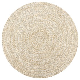 Tappeto Artigianale in Juta Bianco e Naturale 120 cm