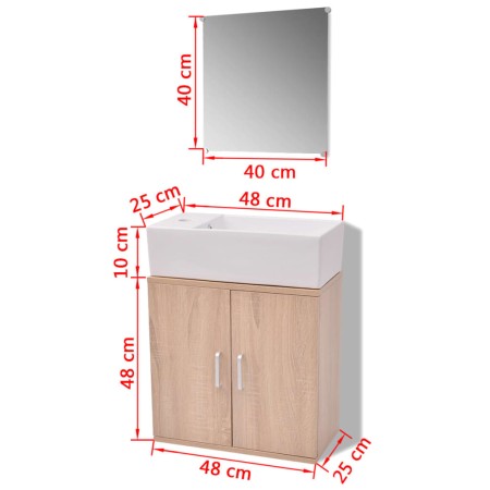 Set Mobili da Bagno con Lavabo 3 pz Beige