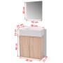 Set Mobili da Bagno con Lavabo 3 pz Beige